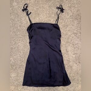 Navy Satin Mini Dress